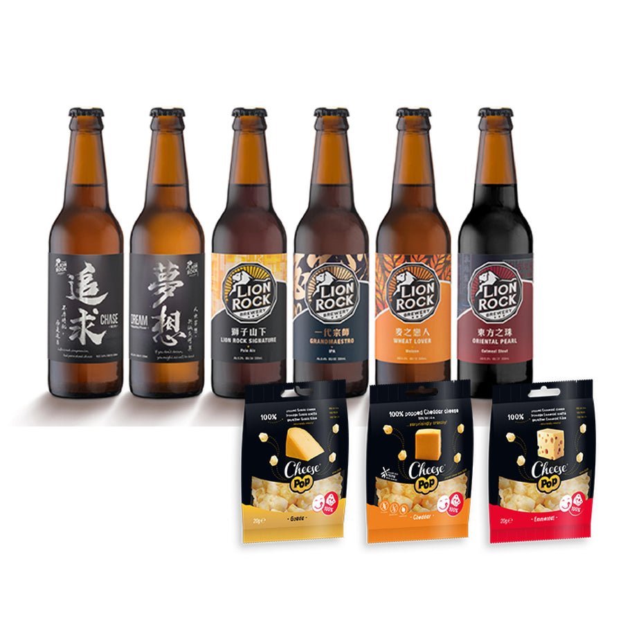 Beer with Cheese pop Bundle (6 bottles and 6 packs of 3 flavor Cheese pop)